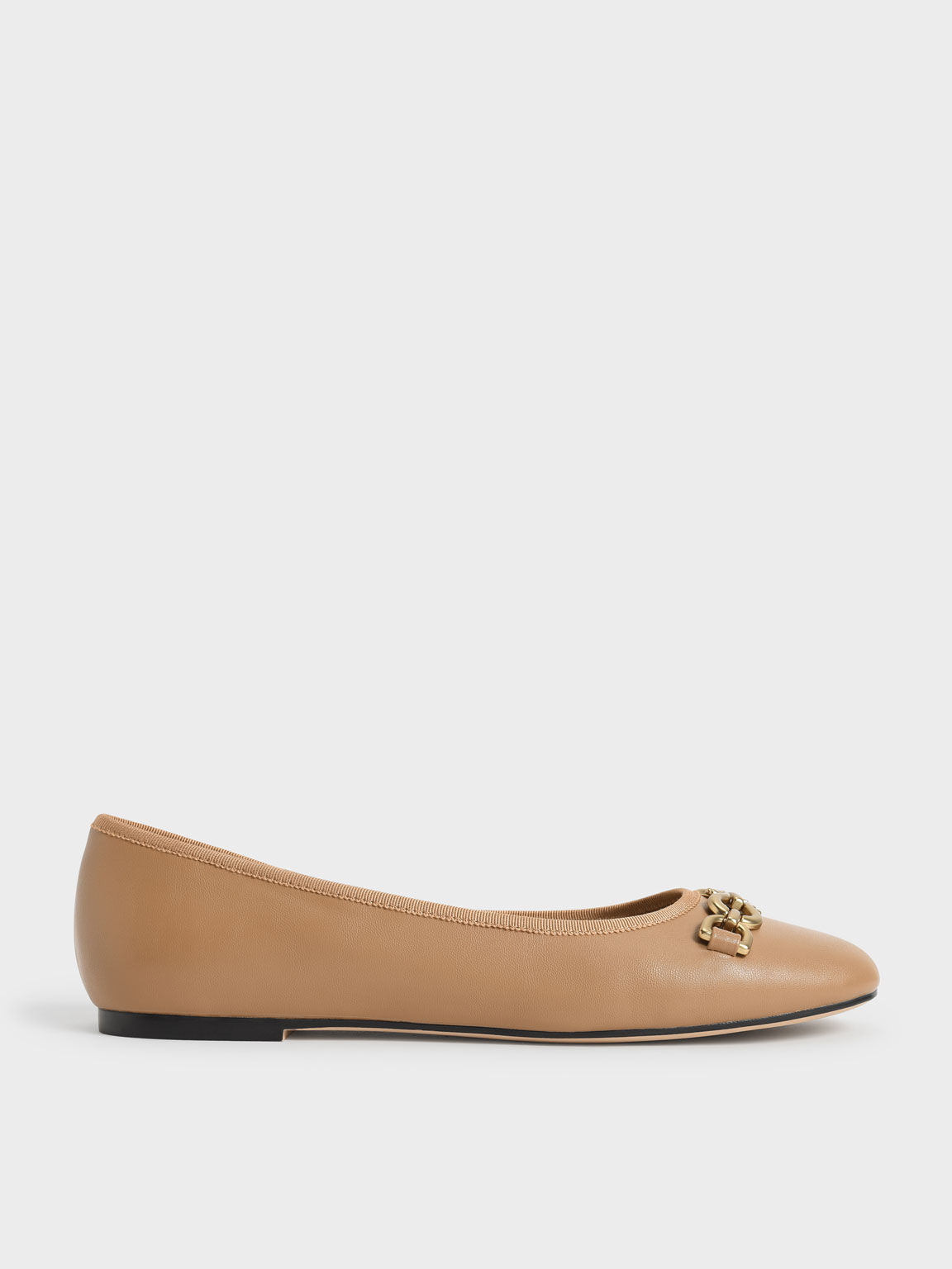 Chain Link Ballerina Flats, Camel, hi-res