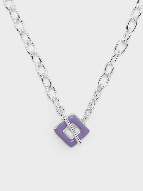 Ellowyn Square Chain-Link Necklace, Lilac, hi-res