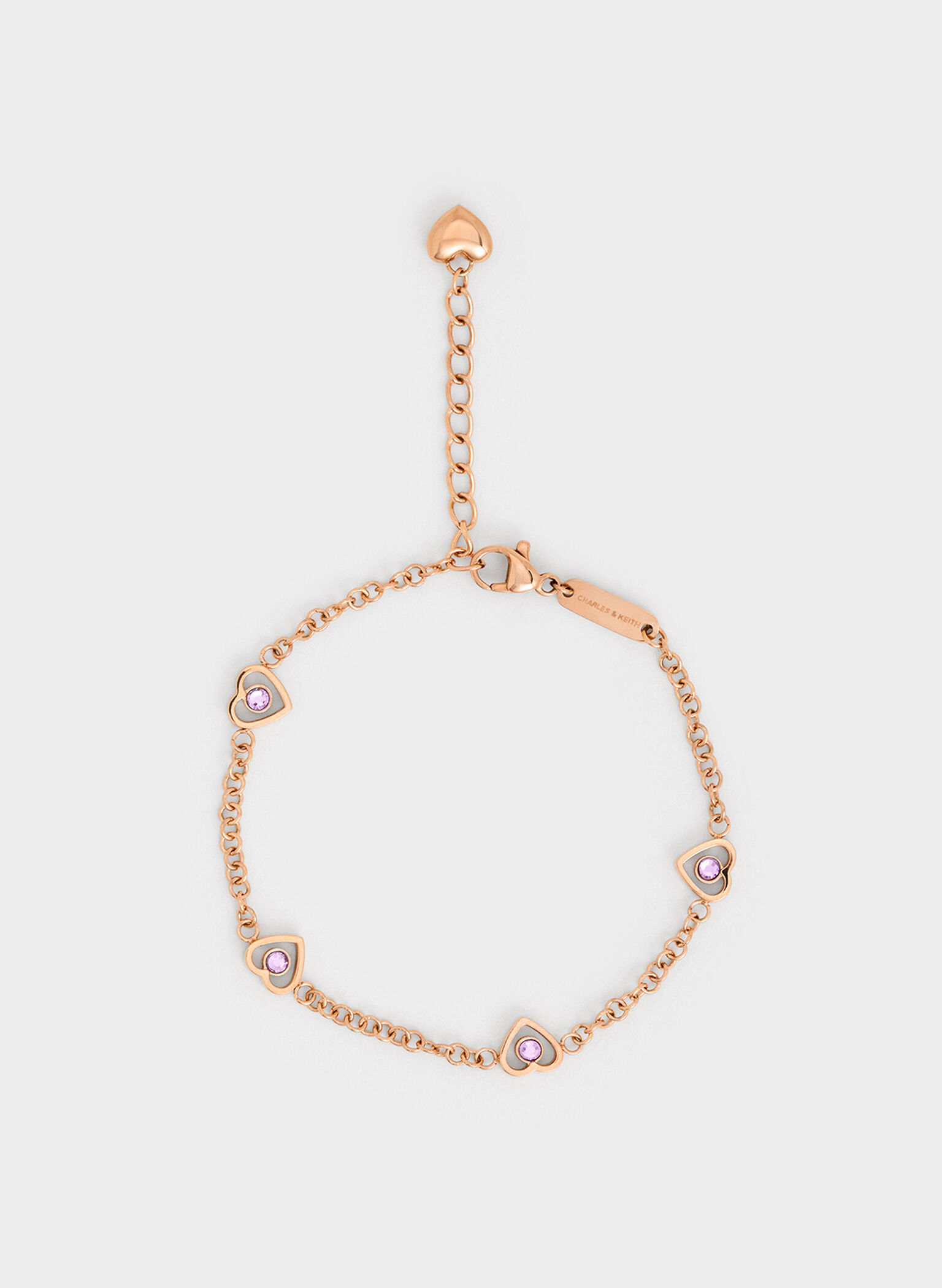 Pulsera de cristal Malorie tipo corazón, Oro rosa, hi-res
