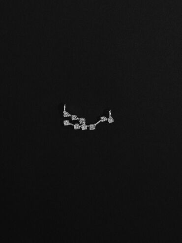 Taurus Crystal Charm, Silver, hi-res