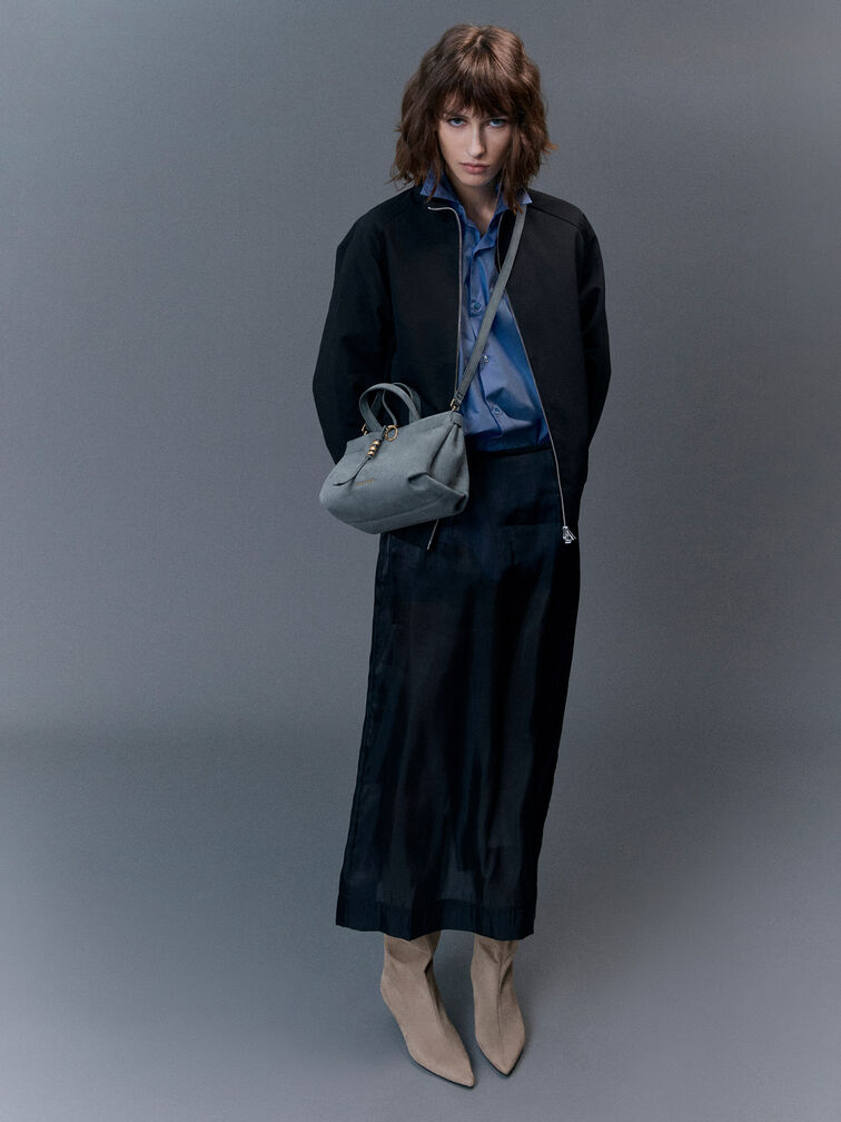 Mini Zephyr Tassel Tote Bag, Smoky Blue, hi-res