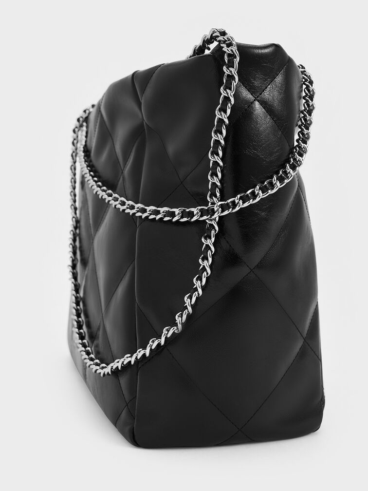 Apfra Quilted Chain-Handle Tote Bag, Noir, hi-res