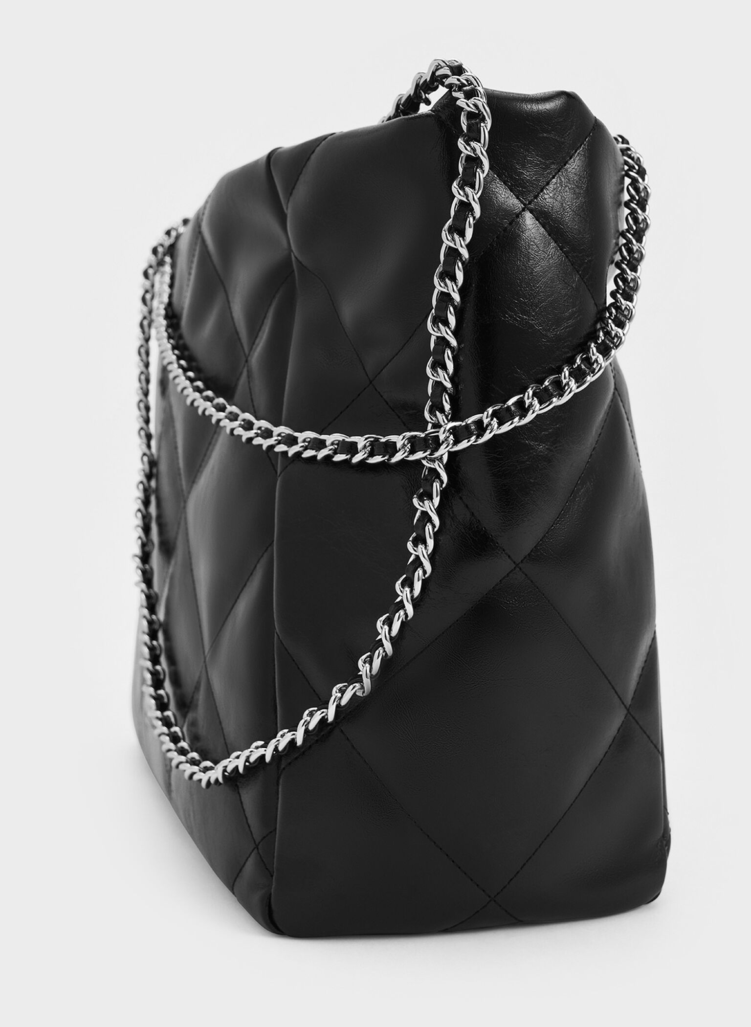 Apfra Quilted Chain-Handle Tote Bag, Noir, hi-res