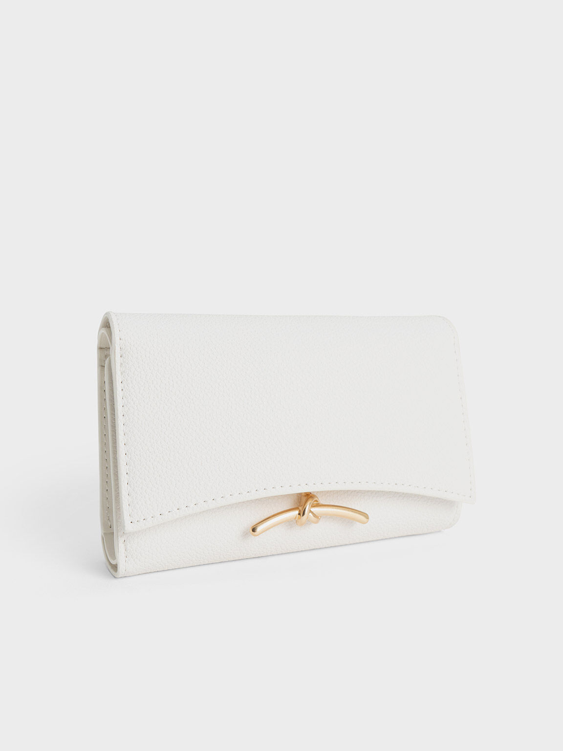 Huxley Metallic Accent Front Flap Wallet, White, hi-res