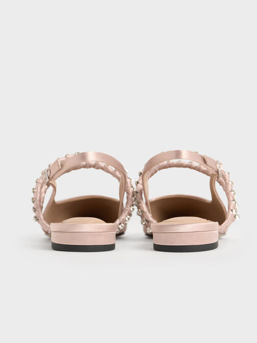 Goldie Recycled Polyester Gem-Encrusted Mary Jane Flats, Light Pink, hi-res