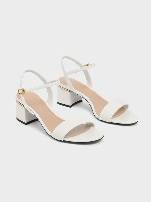 Open Toe Ankle Strap Block Heel Sandals, Chalk, hi-res