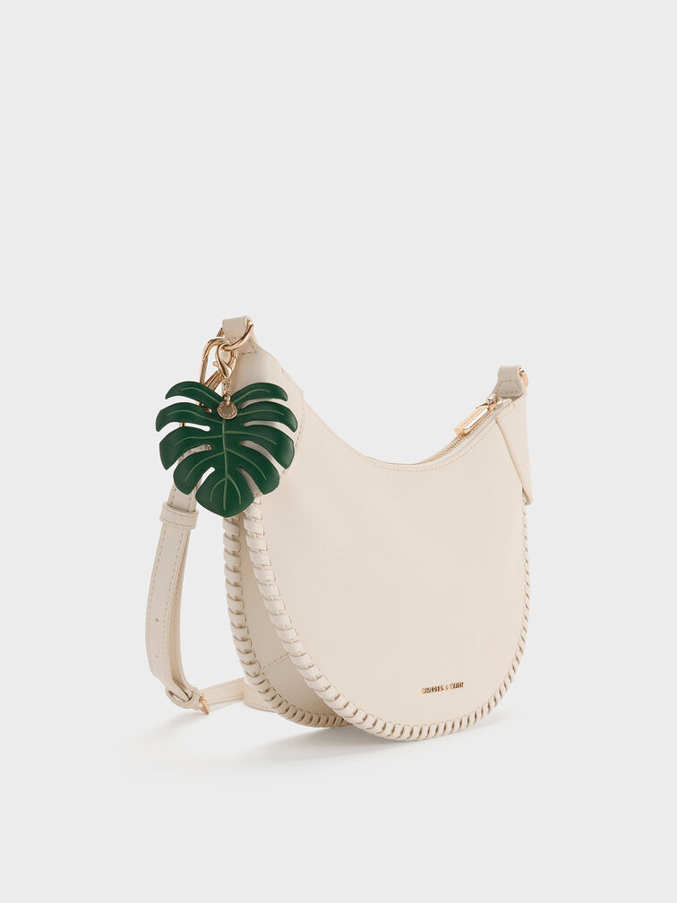 Blume Braided Curved Hobo Bag, Cream, hi-res