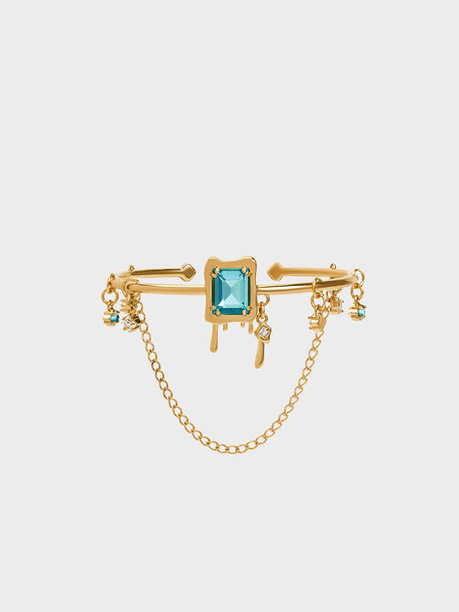 Zira Crystal Charm Cuff Bracelet, Gold, hi-res