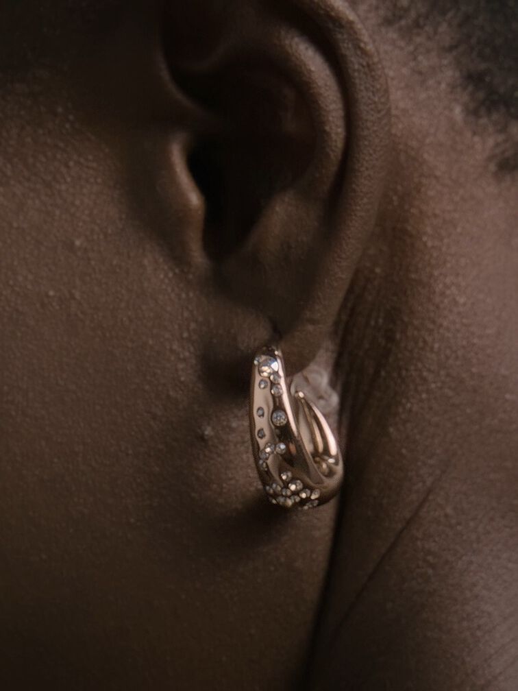 Reverie Crystal Teardrop Hoop Earrings, Rose Gold, hi-res