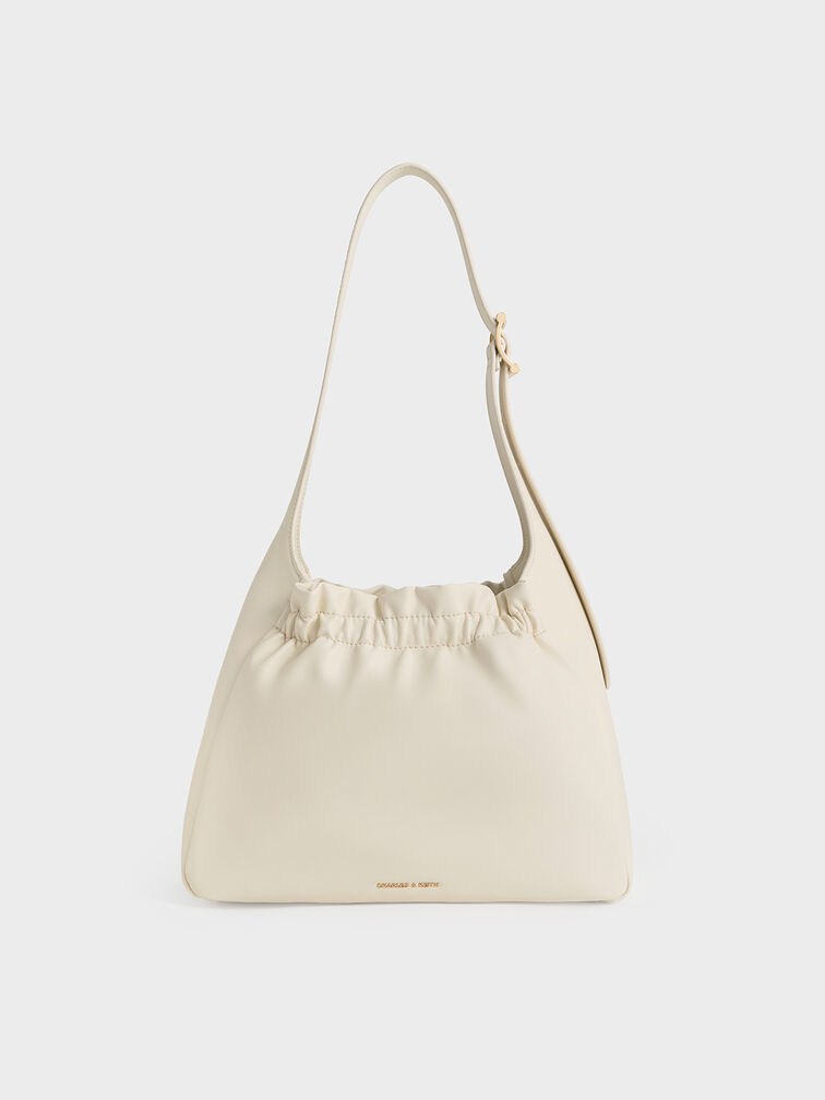 Bolso fruncido Brigette, Crema, hi-res
