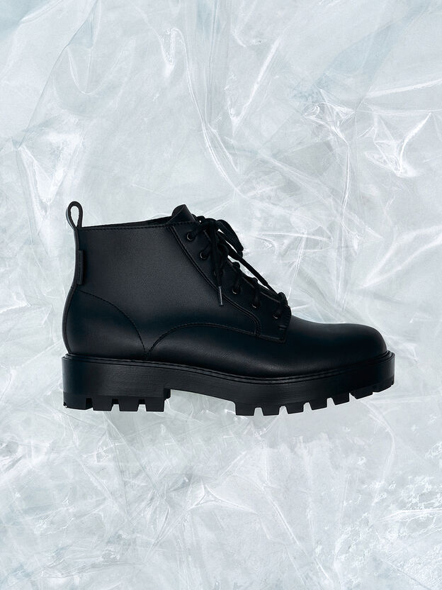 Commute Lace-Up Chunky Ankle Boots, Black, hi-res