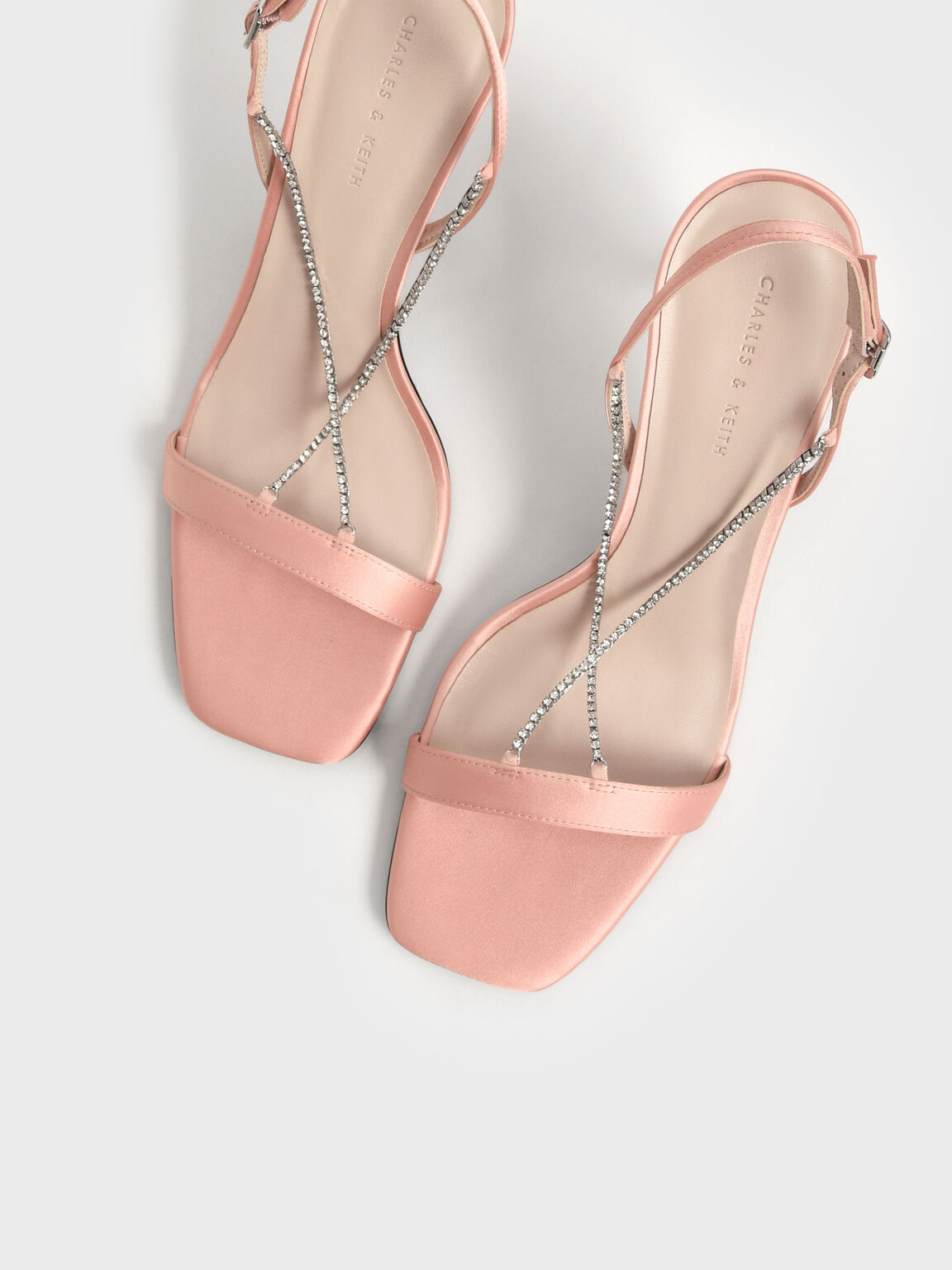 Adel Recycled Polyester Gem-Strap Stiletto Sandals, Blush, hi-res