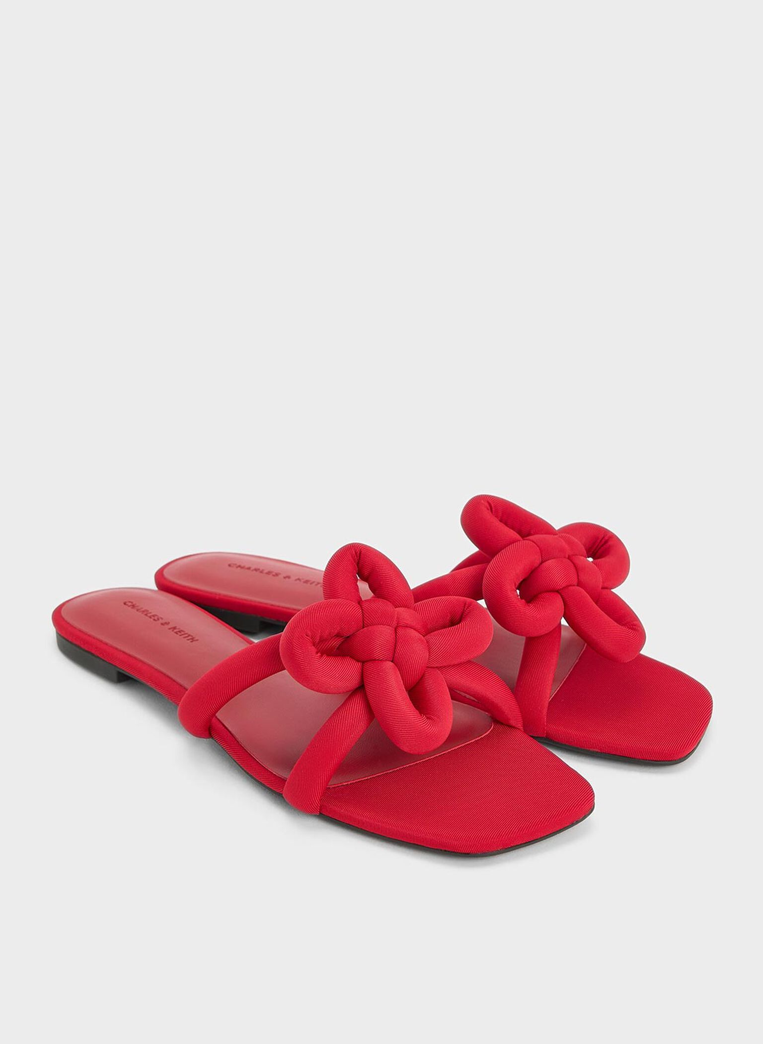 Clover-Knot Slide Sandals, Red, hi-res