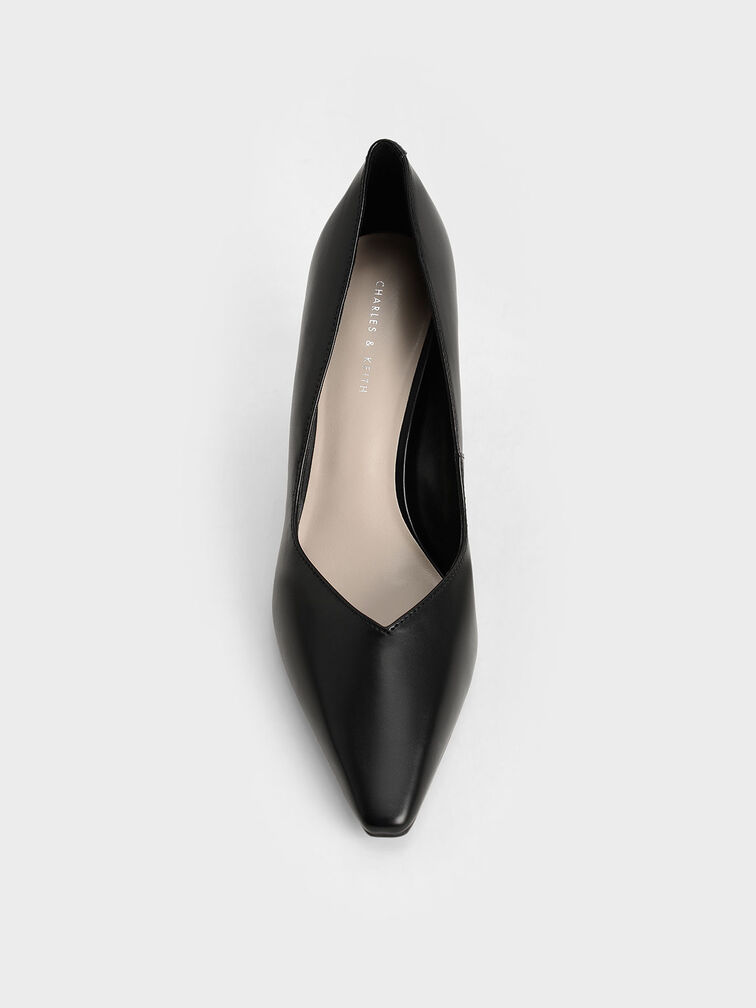 Sweetheart-Cut Pumps, Black, hi-res