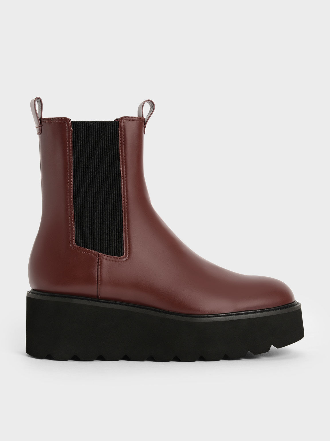 Burgundy Double Tab Platform Chelsea Boots CHARLES KEITH International