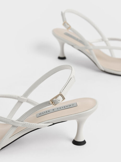 Slingback Thong Sandals, White, hi-res