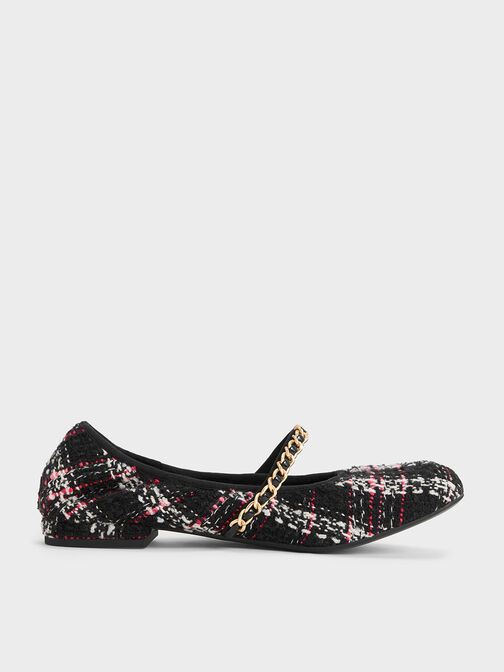 Tweed Braided-Chain Strap Mary Janes, Multi, hi-res