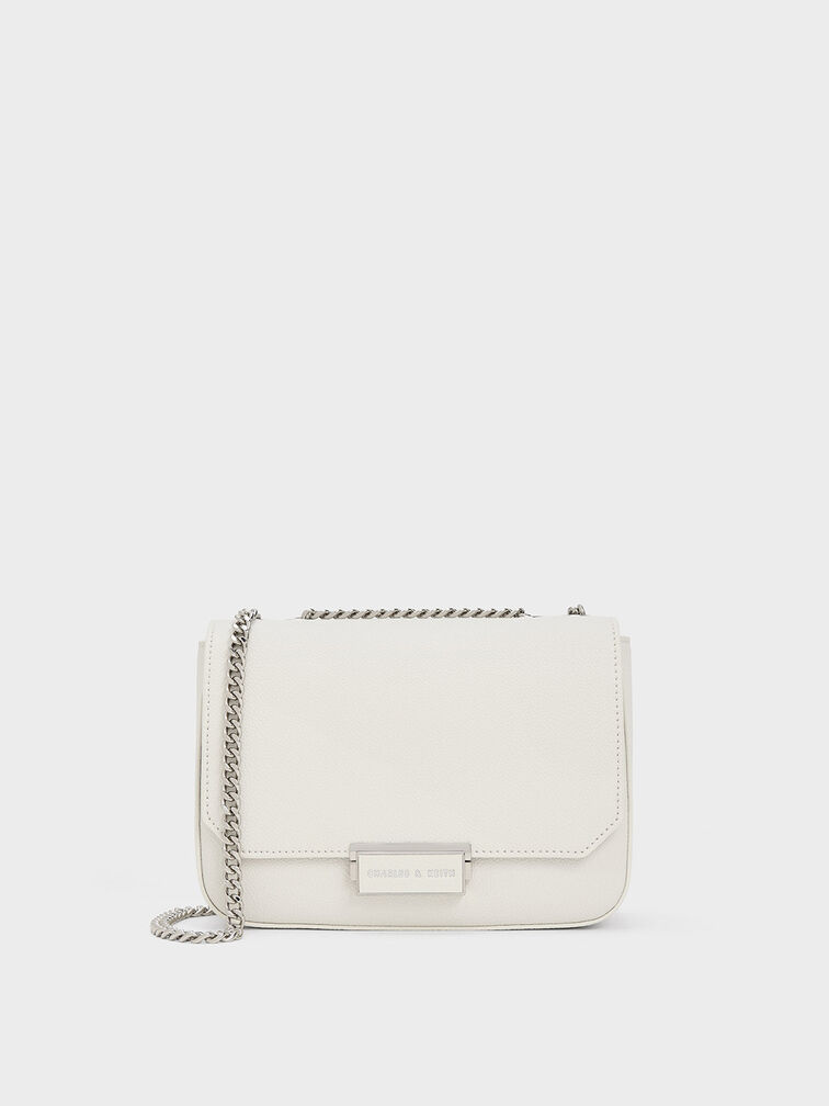 Chain Strap Shoulder Bag - White