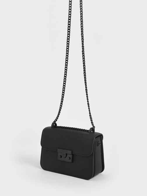Classic Push-Lock Crossbody Bag, Ultra-Matte Black, hi-res