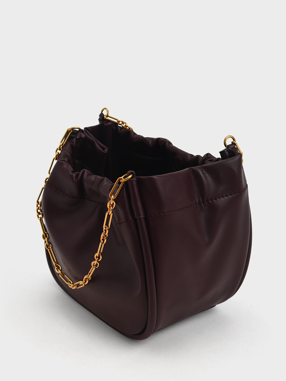 Solange Double Chain Handle Slouchy Bag, Dark Oak, hi-res