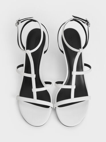 Sandalias asimétricas Clara con tira en T, Blanco, hi-res