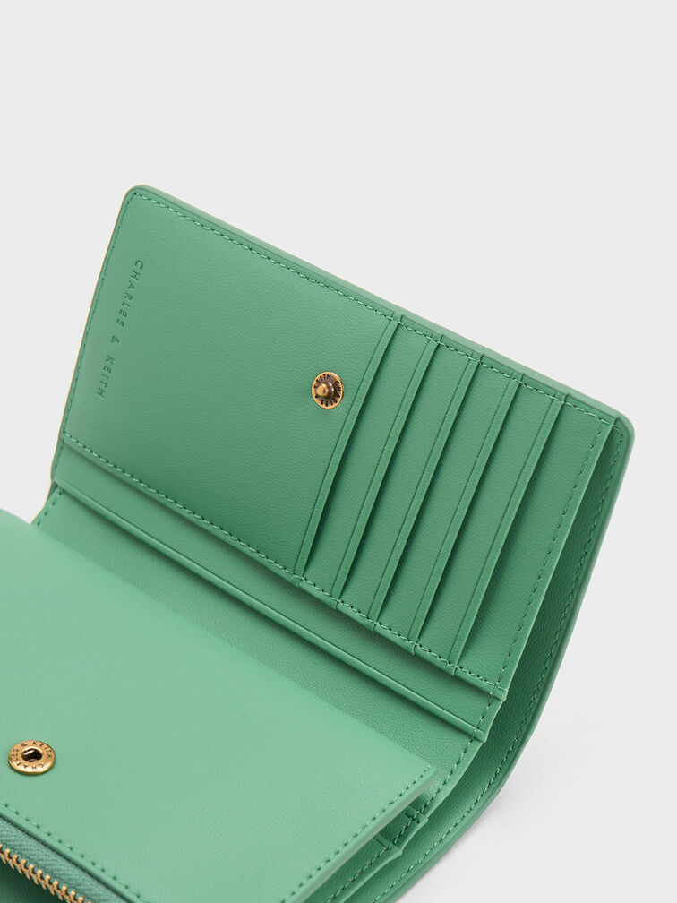 Cartera pequeña con botón a presión, Verde, hi-res