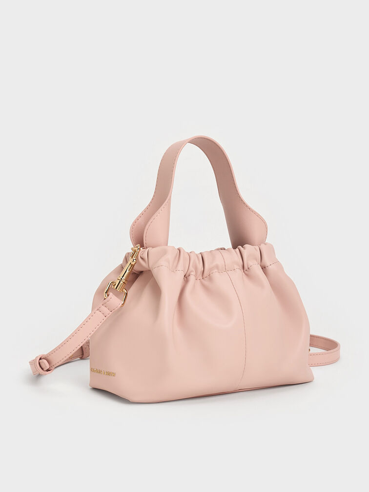 Ally Ruched Slouchy Chain-Handle Bag, Light Pink, hi-res