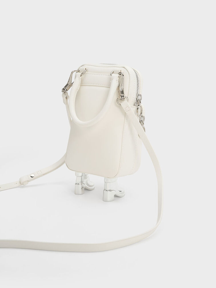 Calliope Double Pocket Crossbody Bag, White, hi-res
