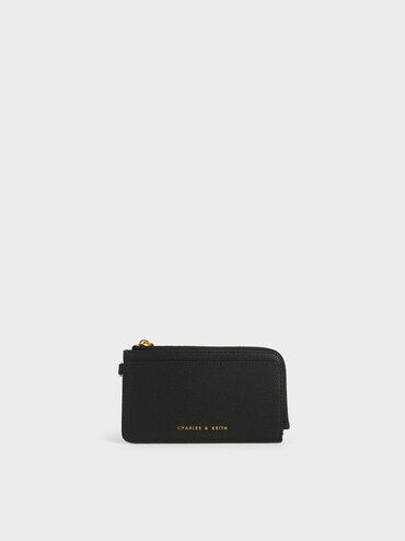 Top Zip Card Holder, Black, hi-res