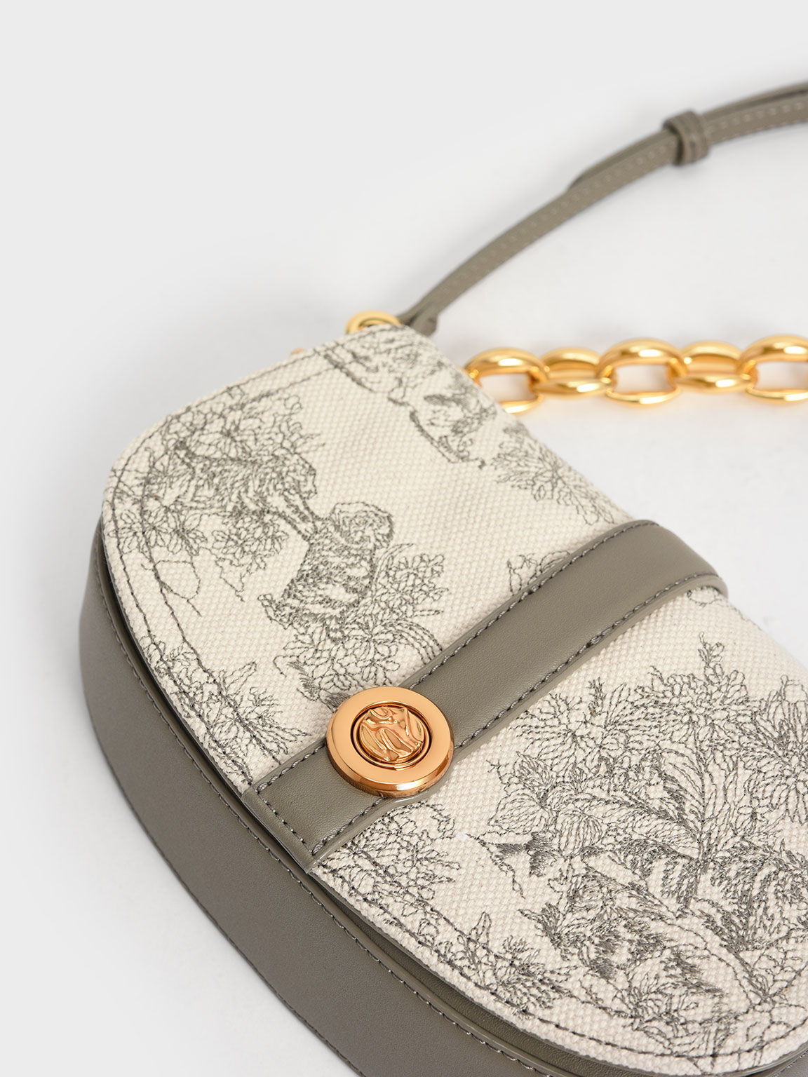 Lunar New Year Collection: Tiger Calligraphy Chain Handle Shoulder Bag, Taupe, hi-res