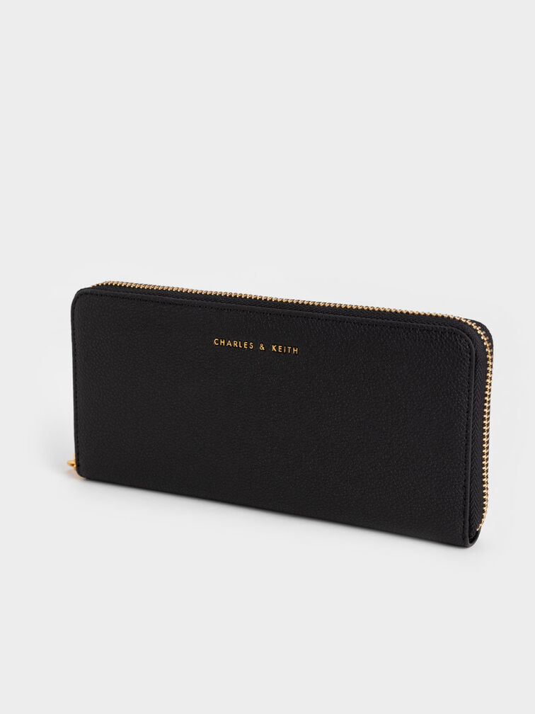 Zip-Around Long Wallet, Black, hi-res