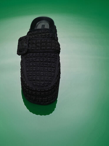 Loren Textured Flatform Mules, Black Textured, hi-res