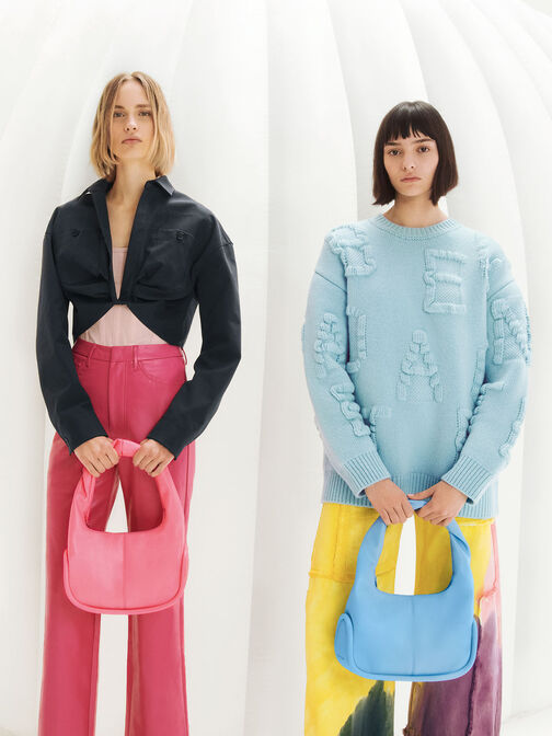 Tubular Slouchy Hobo Bag, Pink, hi-res