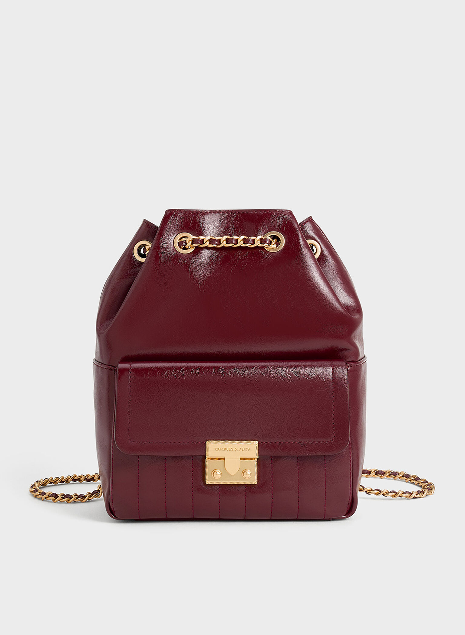 Donna Crinkle-Effect Backpack, Burgundy, hi-res