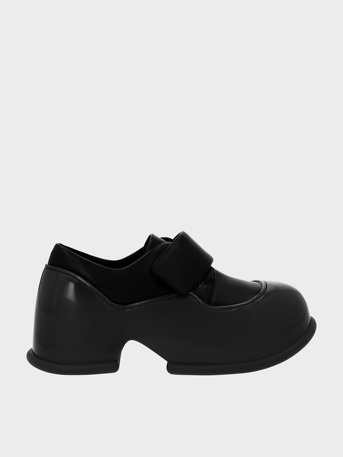 Black Pixie Patent Platform Loafers - CHARLES & KEITH MO