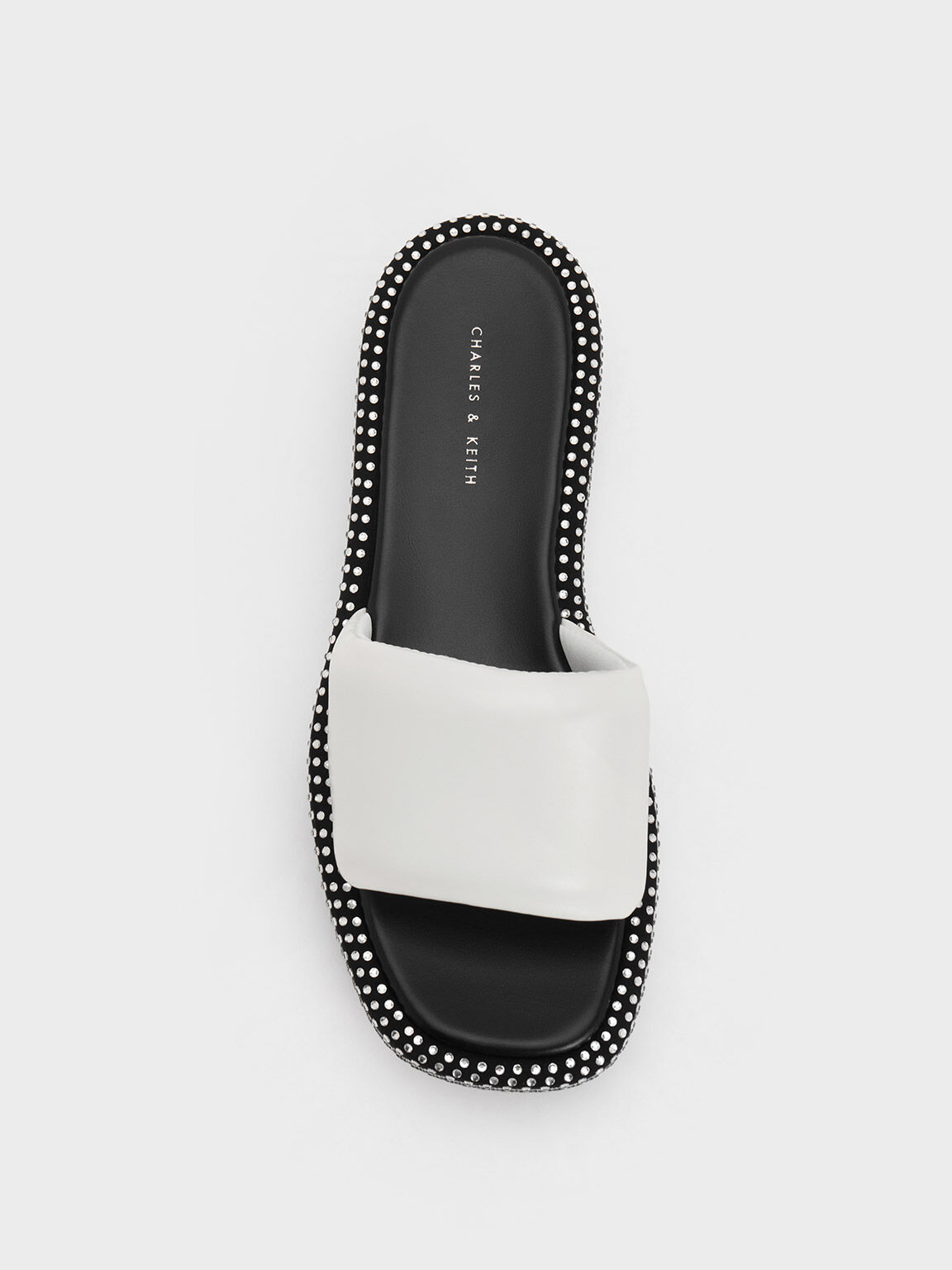 White studded slides cheap