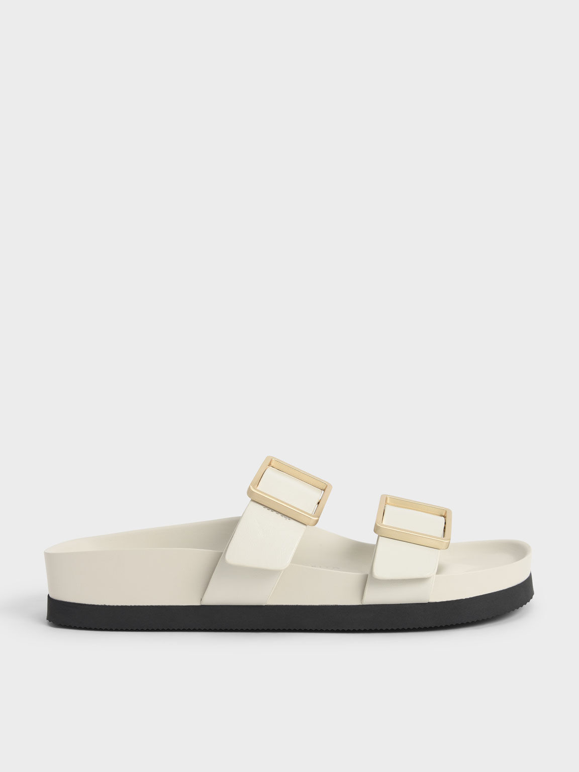 Buckle Strap Slide Sandals, Chalk, hi-res