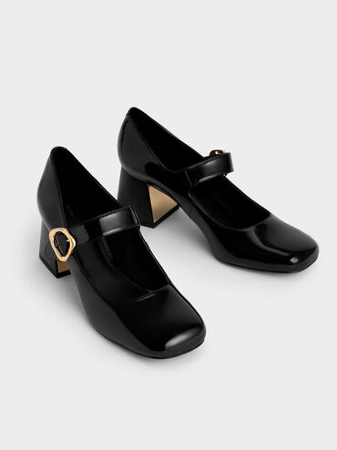 Zapatos Mary Jane con hebilla de charol, Negro, hi-res