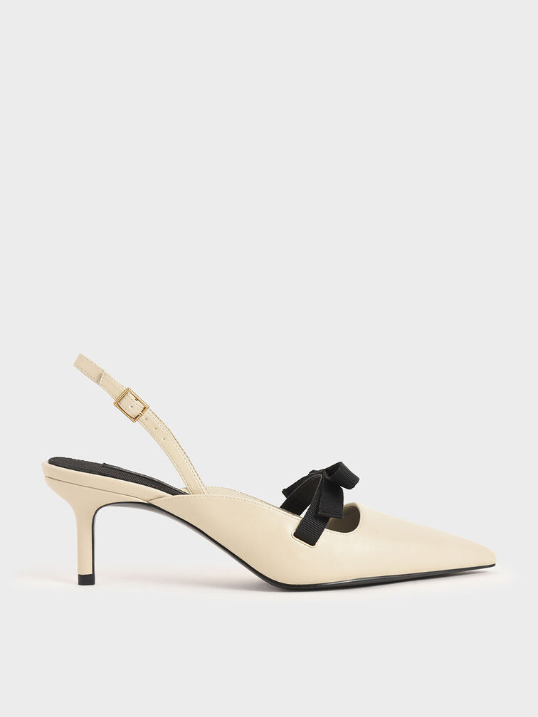 Bow Slingback Pumps, Chalk, hi-res