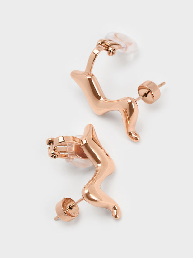 Emilia Wavy Stud Earrings, Rose Gold, hi-res