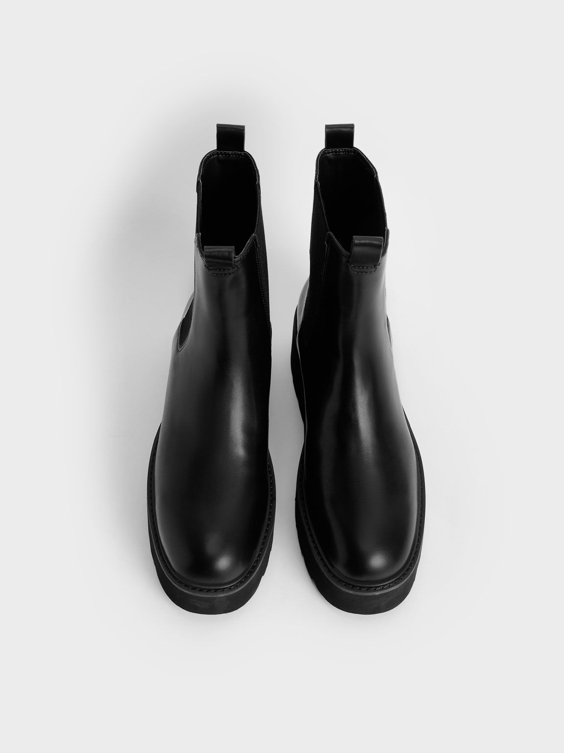Double Tab Platform Chelsea Boots, Black, hi-res