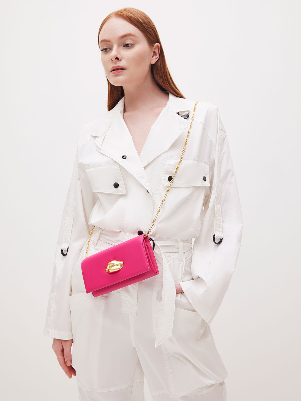 Calliope Push-Lock Wallet, Fuchsia, hi-res