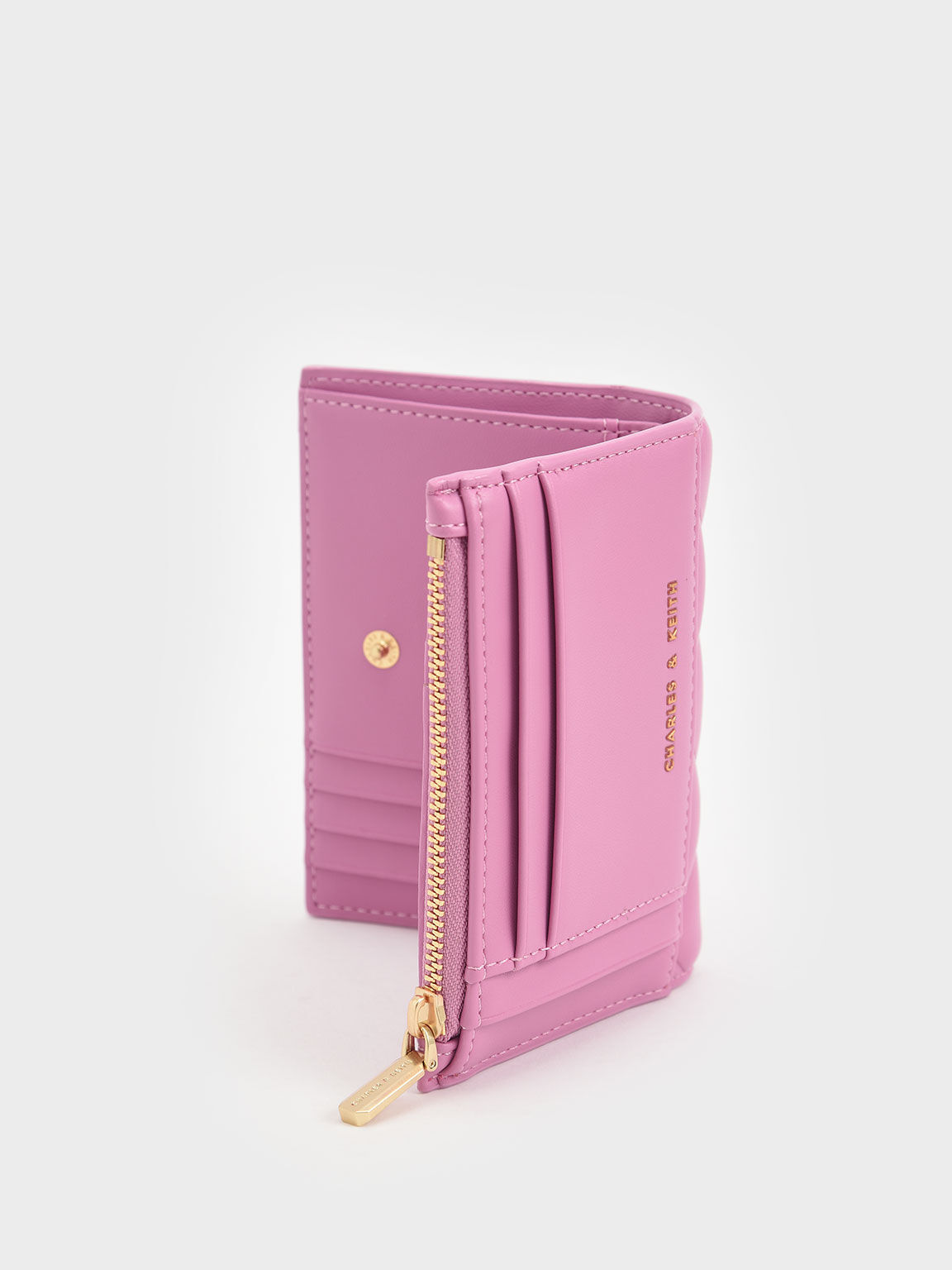 Gemma 菱格拉鍊票卡夾, 粉紅色, hi-res