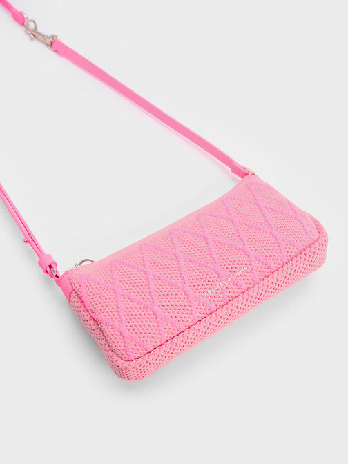 Genoa 菱格針織手機包, 粉紅色, hi-res