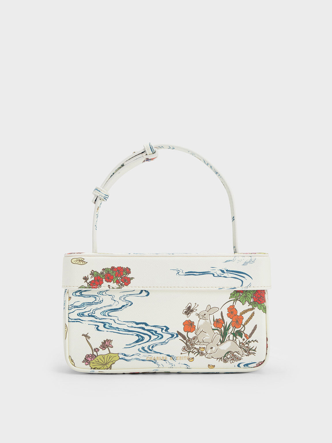 Rabbit Illustrated Boxy Bag, Cream, hi-res