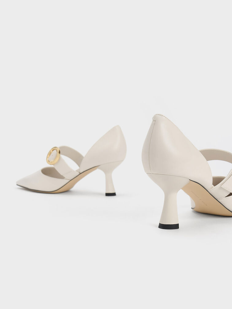 Buckled D'Orsay Pumps, White, hi-res