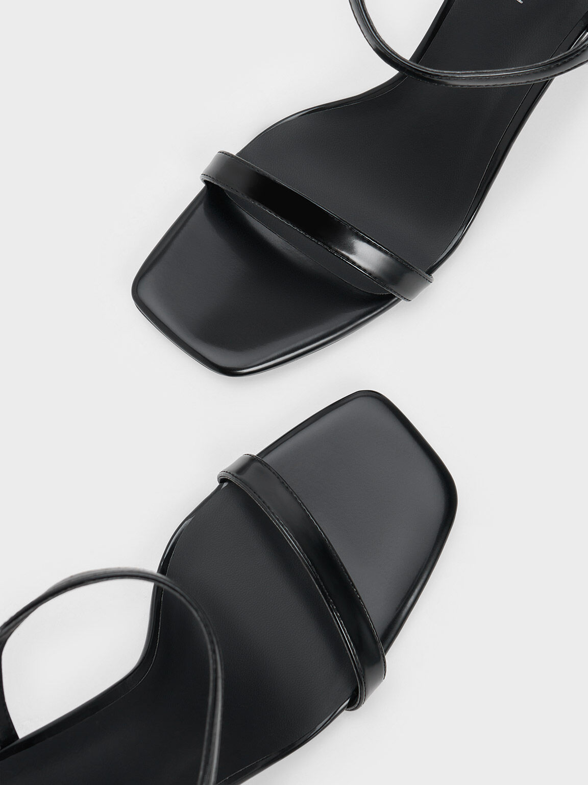 Square Toe Trapeze Heel Sandals Black Box