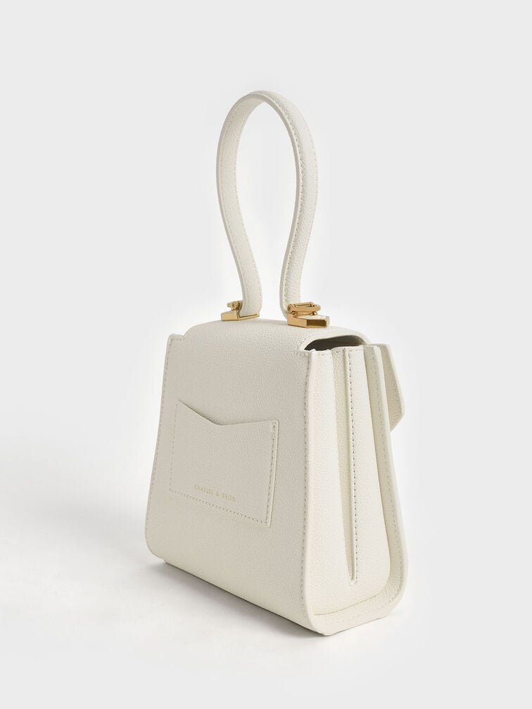 Geometric Top Handle Chain-Link Bag, Cream, hi-res