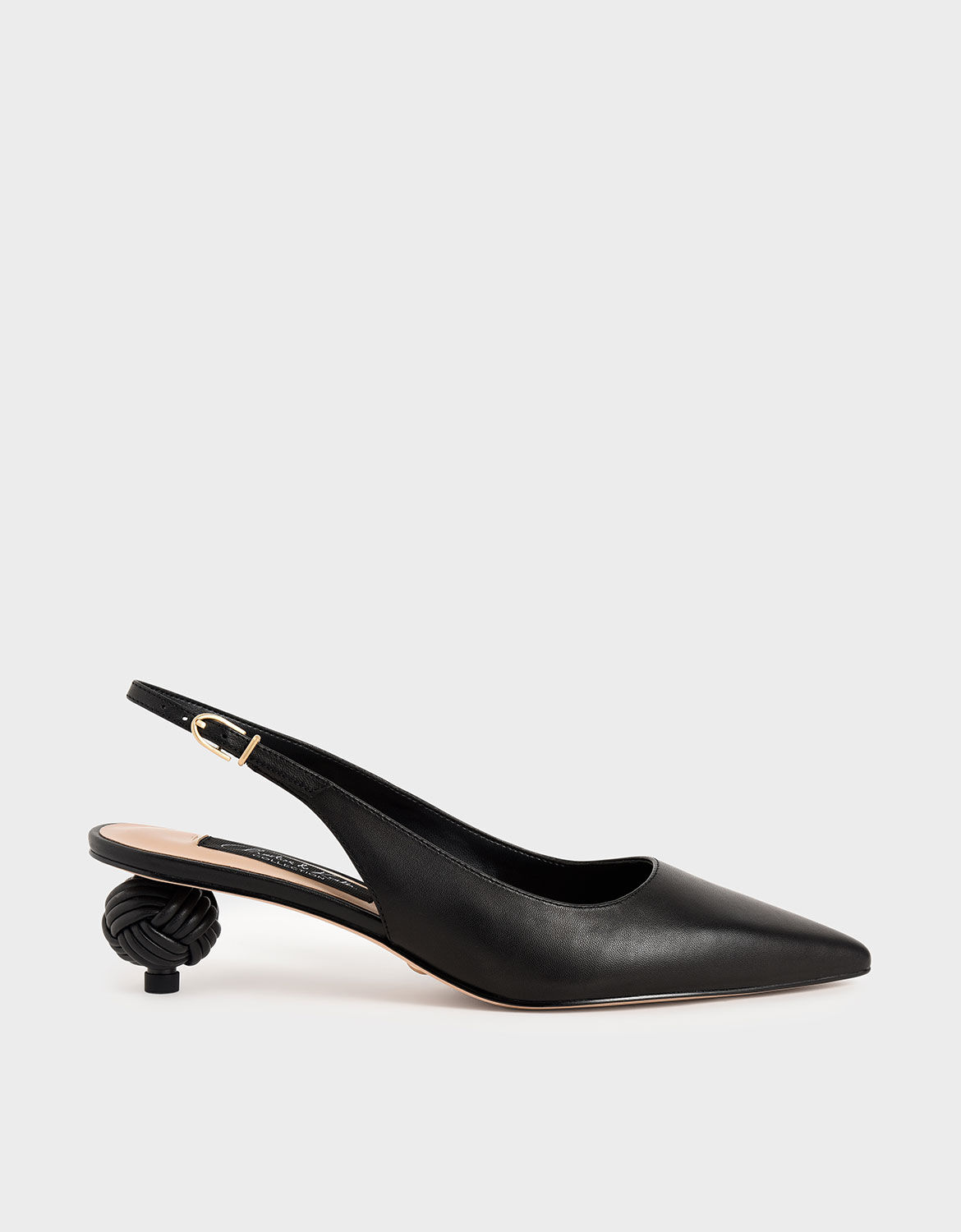 black leather slingback pumps