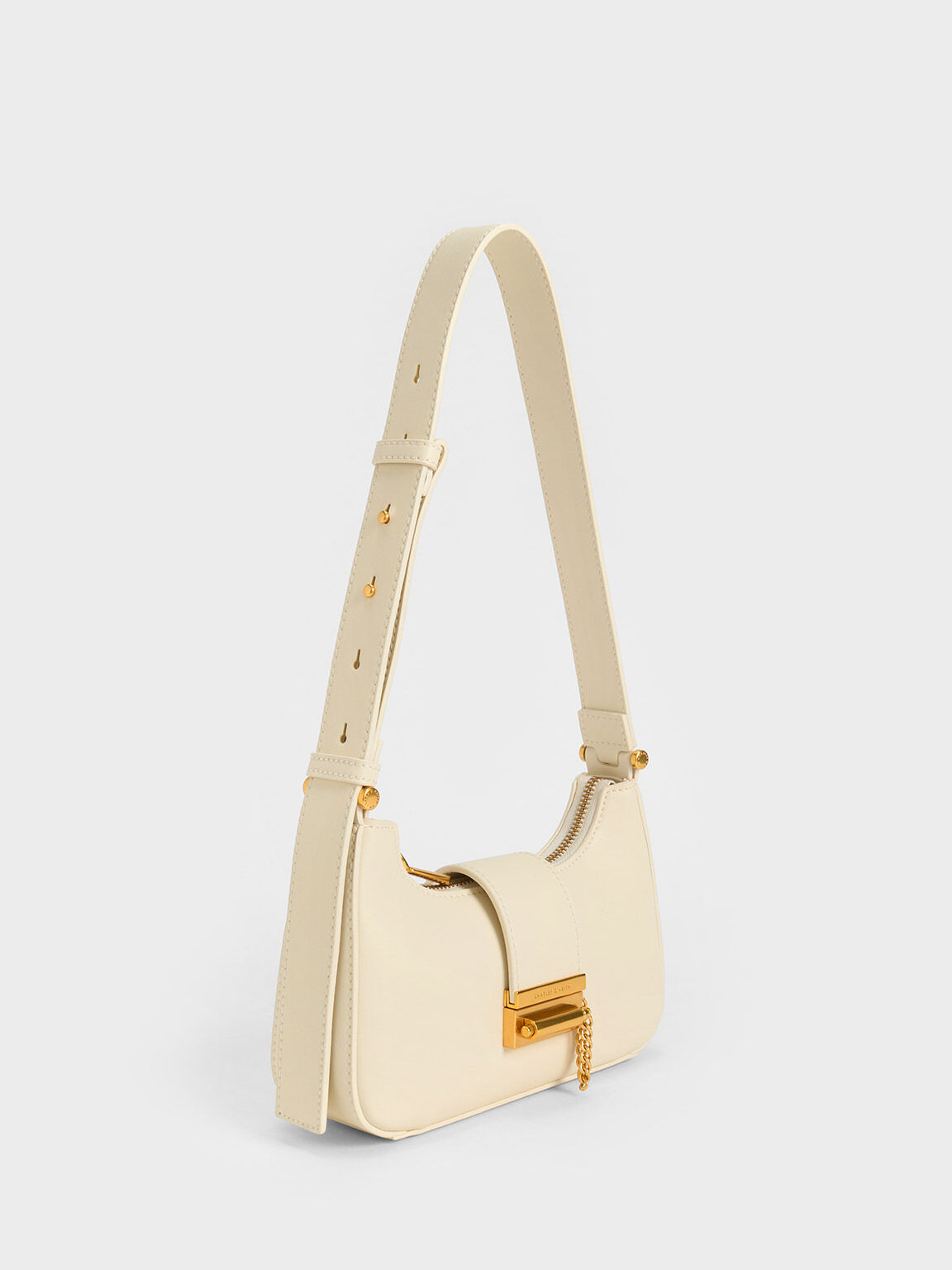 Chalk Metallic Accent Belted Bag - CHARLES & KEITH KH